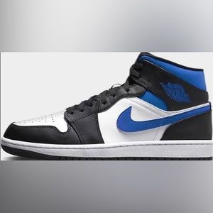 jordan 1 mid black racer blue white.
